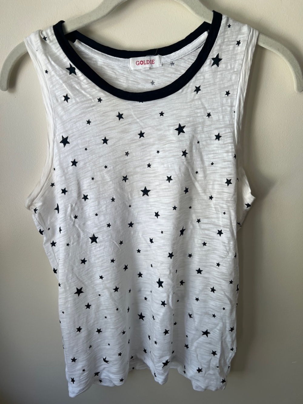 Goldie White Muscle Tee with Black Star Print